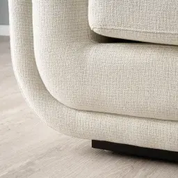 Clementine Chestnut White Woven Fabric 3-Seater Sofa