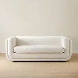 Clementine Chestnut White Woven 2-Seater Fabric Sofa