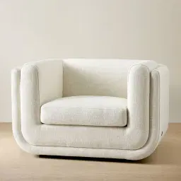 Clementine Chestnut White Woven Fabric Occasional Chair