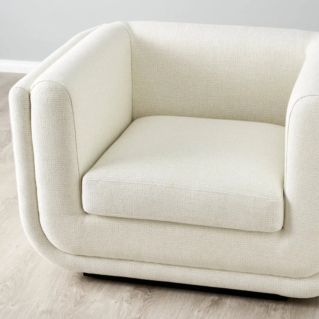Clementine Chestnut White Woven Fabric Occasional Chair | Koala Living