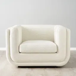 Clementine Chestnut White Woven Fabric Occasional Chair