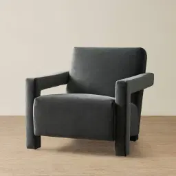 Stellan Charcoal Velvet Occasional Chair - Charcoal Velvet Arms