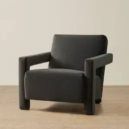 Stellan Charcoal Velvet Occasional Chair - Charcoal Velvet Arms