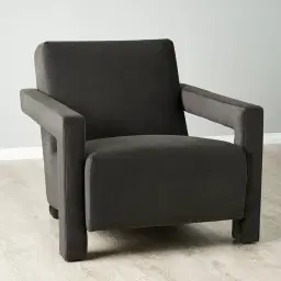 Stellan Charcoal Velvet Occasional Chair - Charcoal Velvet Arms