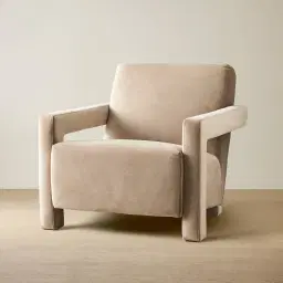Stellan Beige Velvet Occasional Chair - Beige Velvet Arms
