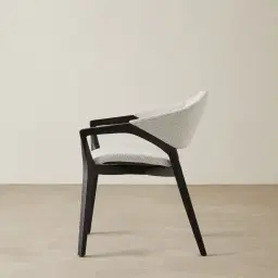Sebastian Chrome Grey Woven Fabric Dining Chair - Black Oak Legs
