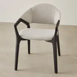 Sebastian Chrome Grey Woven Fabric Dining Chair - Black Oak Legs
