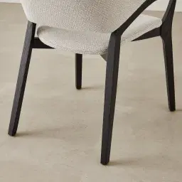 Sebastian Chrome Grey Woven Fabric Dining Chair - Black Oak Legs