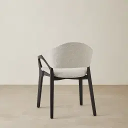 Sebastian Chrome Grey Woven Fabric Dining Chair - Black Oak Legs