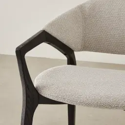 Sebastian Chrome Grey Woven Fabric Dining Chair - Black Oak Legs
