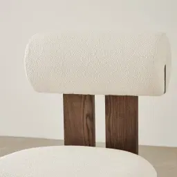 Galen Cream Boucle Dining Chair - Coffee Oak Frame