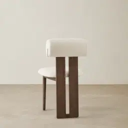 Galen Cream Boucle Dining Chair - Coffee Oak Frame
