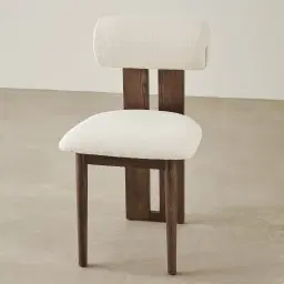 Galen Cream Boucle Dining Chair - Coffee Oak Frame