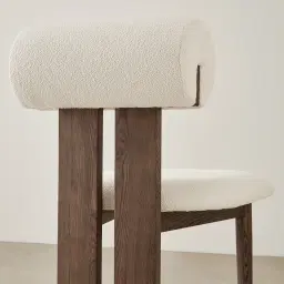 Galen Cream Boucle Dining Chair - Coffee Oak Frame