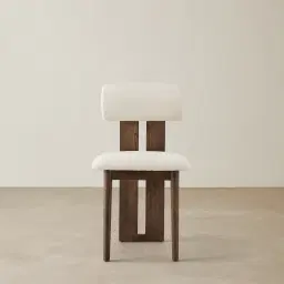 Galen Cream Boucle Dining Chair - Coffee Oak Frame