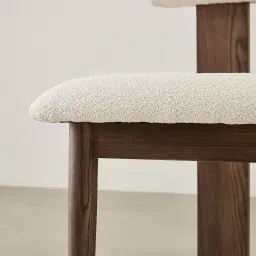 Galen Cream Boucle Dining Chair - Coffee Oak Frame