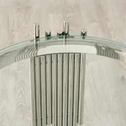 Lindsay Polished Stainless Steel Round Side Table - Clear Glass Top