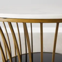 Oracle Natural White Marble Coffee Table - Brushed Bronze Base