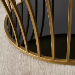 Oracle Natural White Marble Coffee Table - Brushed Bronze Base