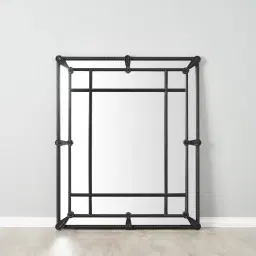 Von Black Rectangle Wooden Mirror 120x100cm