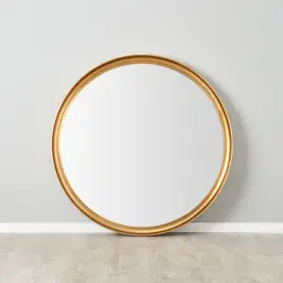 Fiona Antique Gold Round Wooden Mirror