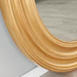 Calliope Antique Gold Round Wooden Mirror