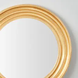 Calliope Antique Gold Round Wooden Mirror