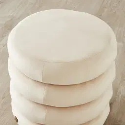Megan Cream Velvet 40cm Round Ottoman