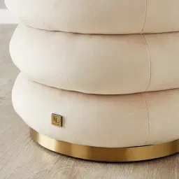 Megan Cream Velvet 40cm Round Ottoman