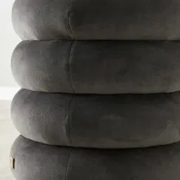 Megan Charcoal Velvet 40cm Round Ottoman