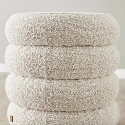 Megan Butter Cream Boucle 40cm Round Ottoman
