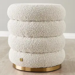 Megan Butter Cream Boucle 40cm Round Ottoman