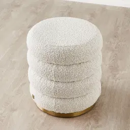 Megan Butter Cream Boucle 40cm Round Ottoman