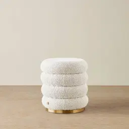 Megan Butter Cream Boucle 40cm Round Ottoman