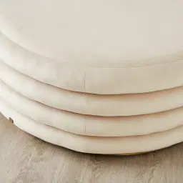 Megan Cream Velvet 100cm Round Ottoman
