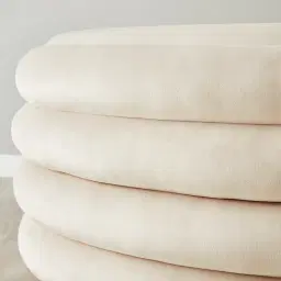 Megan Cream Velvet 100cm Round Ottoman
