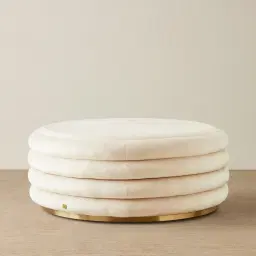 Megan Cream Velvet 100cm Round Ottoman