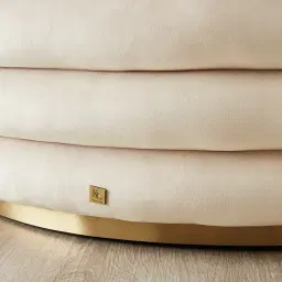 Megan Cream Velvet 100cm Round Ottoman