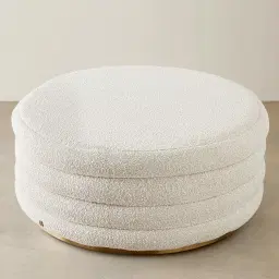 Megan Butter Cream Boucle 100cm Round Ottoman 