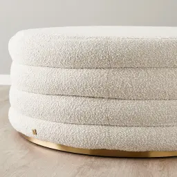 Megan Butter Cream Boucle 100cm Round Ottoman 