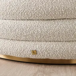 Megan Butter Cream Boucle 100cm Round Ottoman 