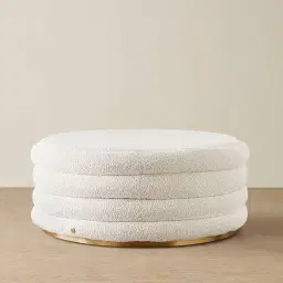 Megan Butter Cream Boucle 100cm Round Ottoman 