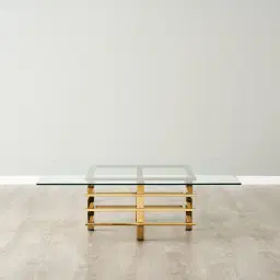 Clarette Gold Coffee Table - Clear Glass Top