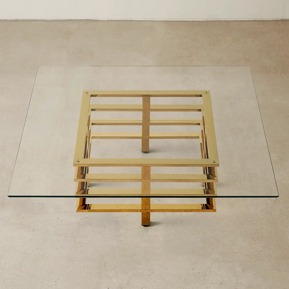 Clarette Gold Coffee Table - Clear Glass Top