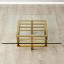 Clarette Gold Coffee Table - Clear Glass Top