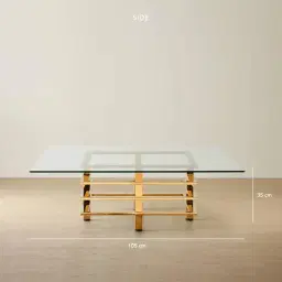 Clarette Gold Coffee Table - Clear Glass Top