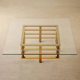 Clarette Gold Coffee Table - Clear Glass Top