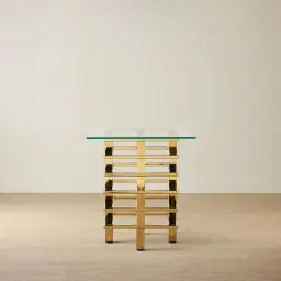 Clarette Gold Side Table - Clear Glass Top