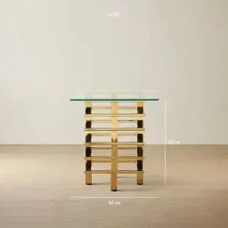 Clarette Gold Side Table - Clear Glass Top