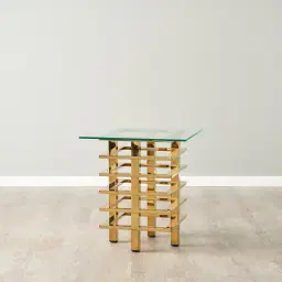 Clarette Gold Side Table - Clear Glass Top